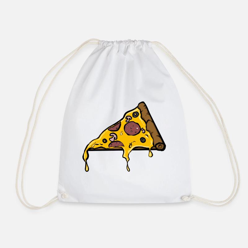 Melting Pepperoni Pizza Slice Illustration - Drawstring Bag - white