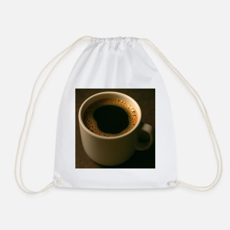 A cup of black coffee - Drawstring Bag - white