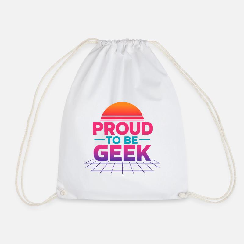 Proud to be Retro Gradient Geek - Drawstring Bag - white