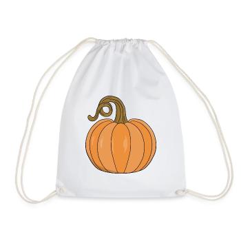 Curved Stem Pumpkin Illustration - Drawstring Bag - white - Front