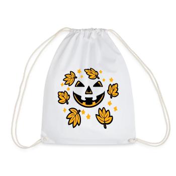 Citrouille Visage Automne Feuilles Étoiles Sourire Effrayant - Sac de sport léger - blanc - Devant