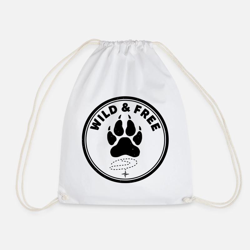 Wild & Free - Drawstring Bag - white