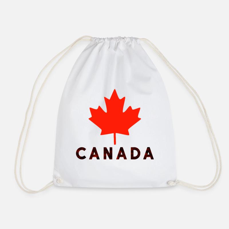 Red Maple Leaf Canada T-Shirt - Drawstring Bag - white