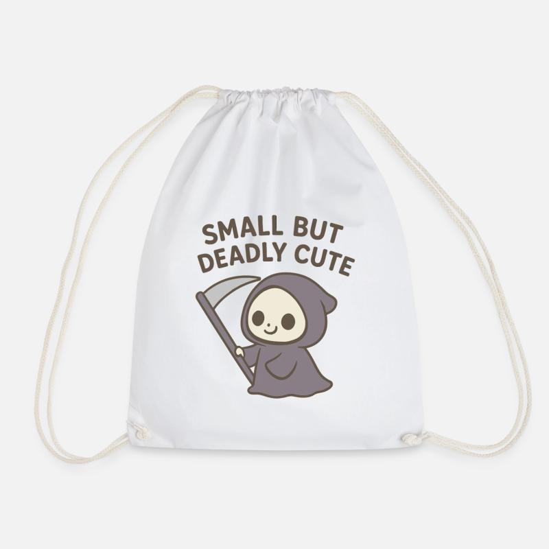 Small But Deadly Cute Grim Reaper - Drawstring Bag - white