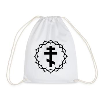 Orthodoxes Kreuz und Dornenkrone - Turnbeutel - Weiß - Vorne