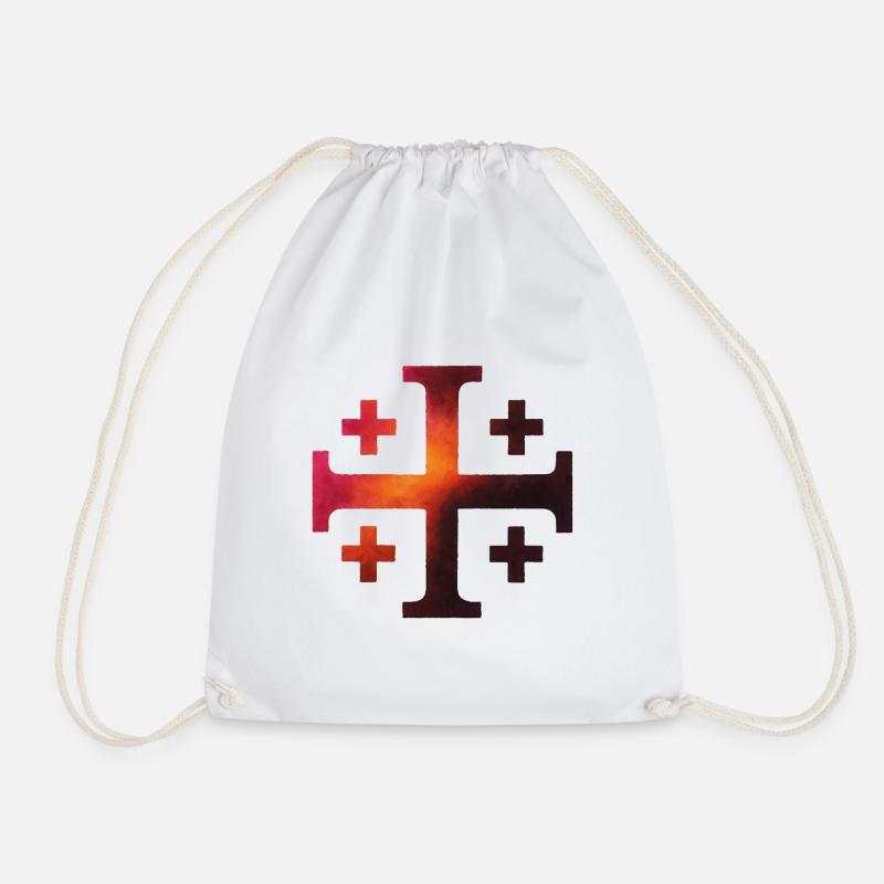 Kairos Kreuz (Jerusalemkreuz) – Vulkanschmiede - Turnbeutel - Weiß