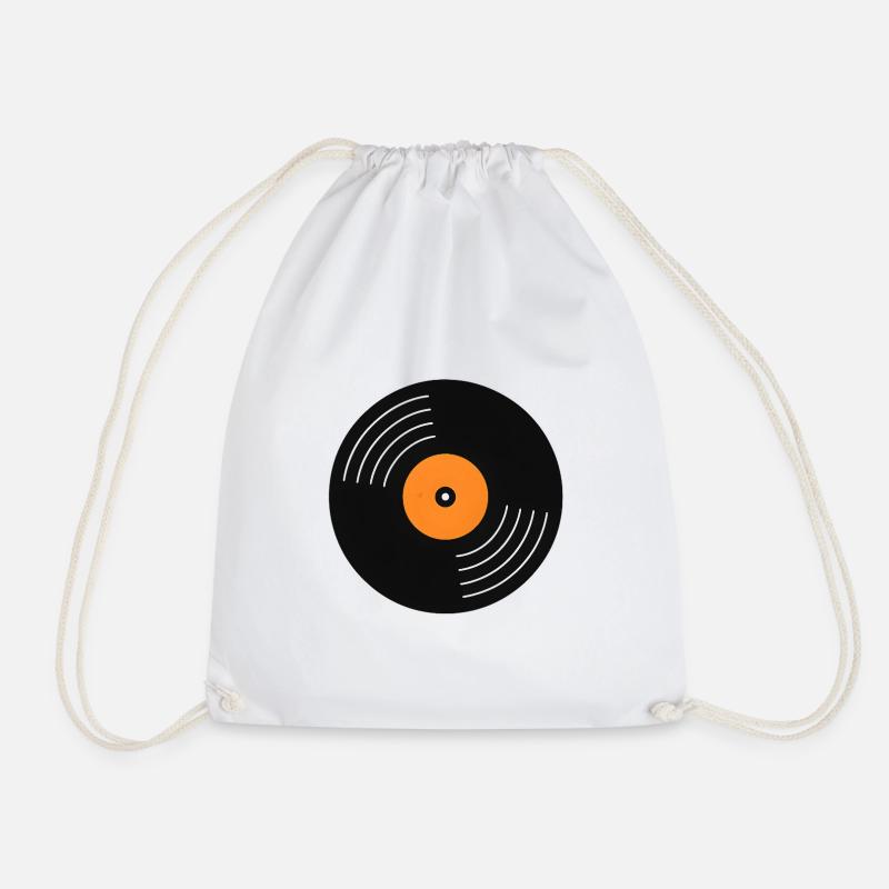 Orange Label Vinyl - Drawstring Bag - white