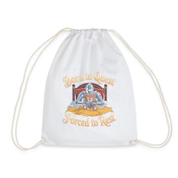Born to Quest, forced to Rest - Funny Medieval Mem - Drawstring Bag - white - Front