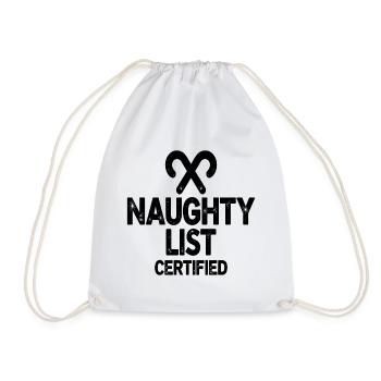 Naughty List Certified Naughty Christmas Quote - Drawstring Bag - white - Front