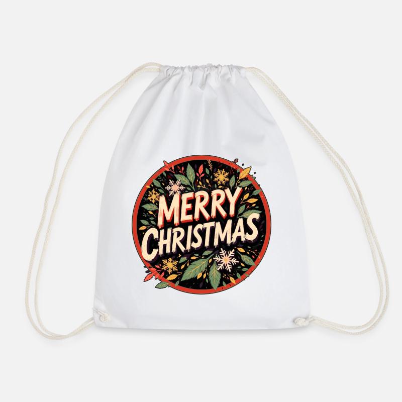 Merry Christmas Retro Design in Vintage Look - Drawstring Bag - white