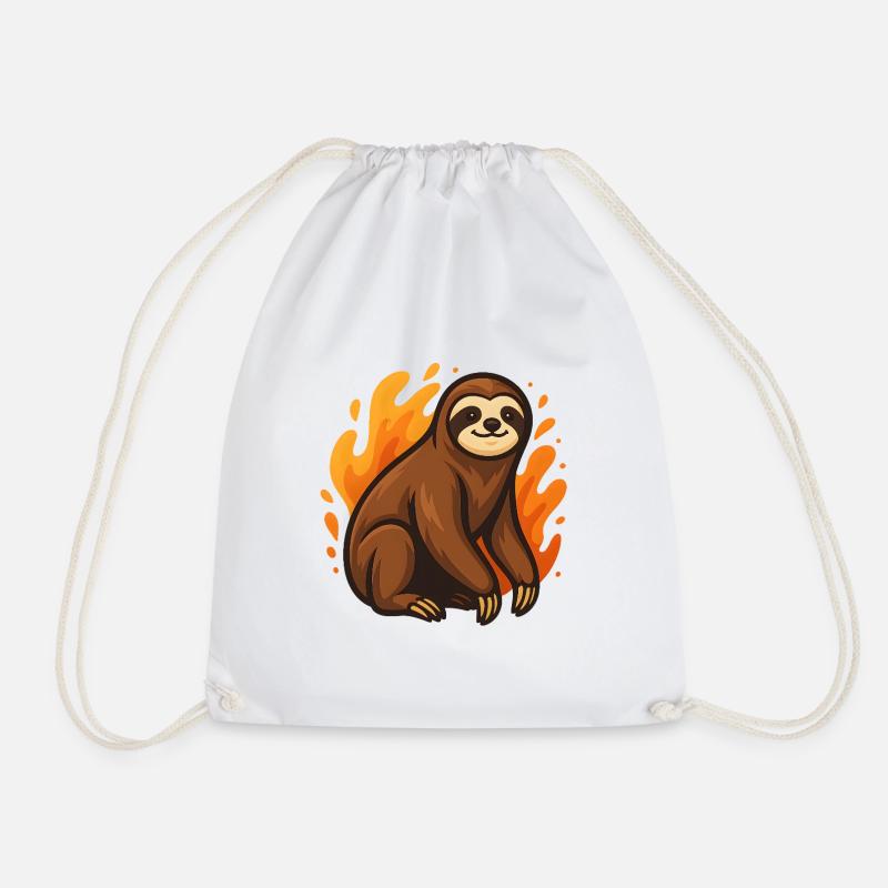 Flaming sloth - Drawstring Bag - white