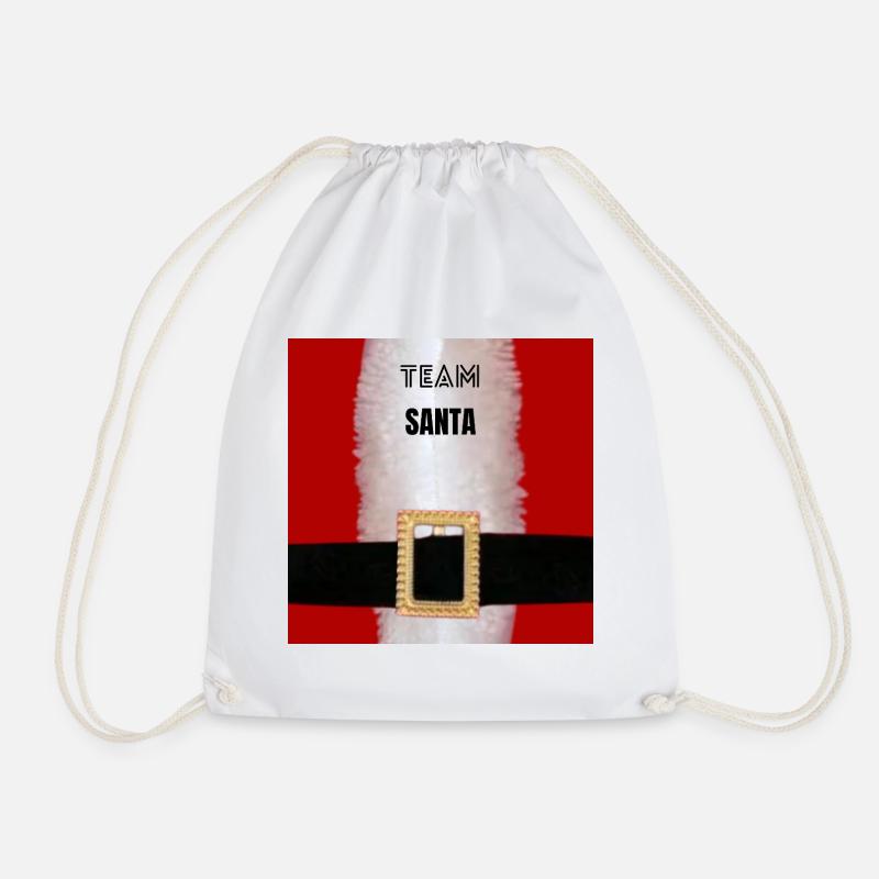 Team Santa Belt Motif - Drawstring Bag - white