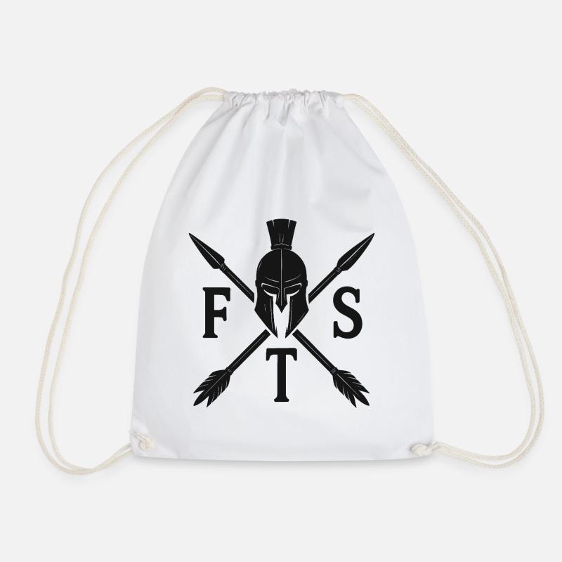 Spartan Warrior FST Emblem – Crossed Arrows Black - Drawstring Bag - white