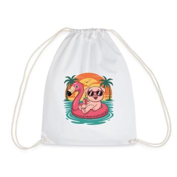 Lustiges Schwein tropischer Sommerflamingo-Float - Turnbeutel - Weiß - Vorne