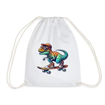 Dinosaure drôle patinant sur un skateboard cartoon Skate - Sac de sport léger - blanc - Devant