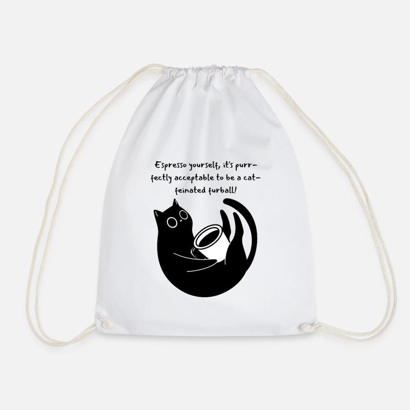 Espresso Yourself, It's Purry Acceptable - Drawstring Bag - white