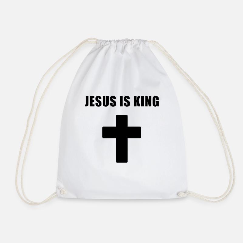 Jesus Is King Minimal Cross Design - Turnbeutel - Weiß