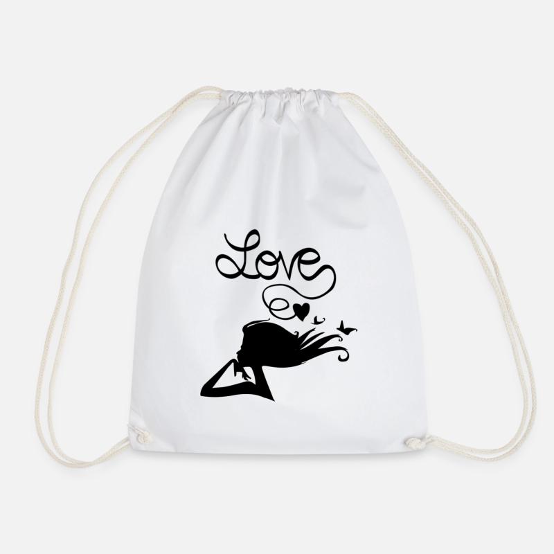 Love is a heart - Drawstring Bag - white