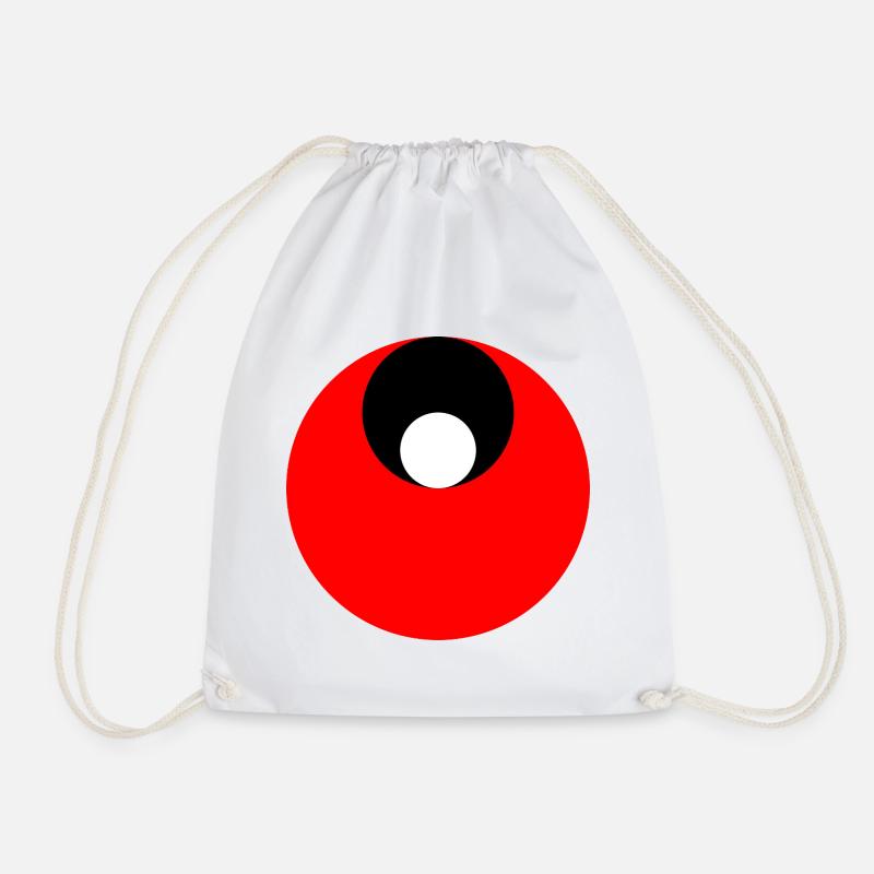 3 circles, red, black and white - Drawstring Bag - white
