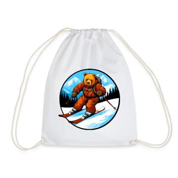 Ski Bär - Turnbeutel - Weiß - Vorne