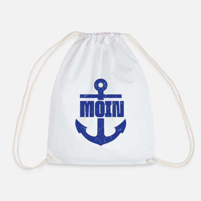 Moin, Anker - Drawstring Bag - white