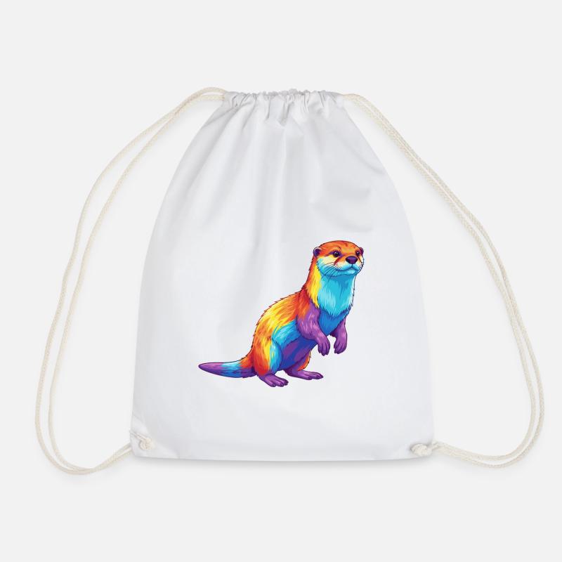 Buntes Otter-Regenbogen-Pop-Art-Aquarell - Turnbeutel - Weiß