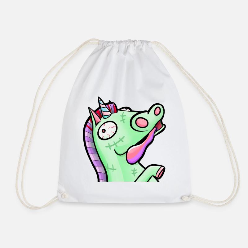 Crazy Pastel Zombie Unicorn - Drawstring Bag - white