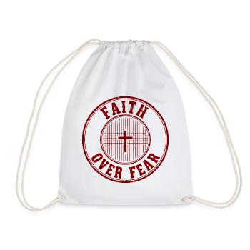 Faith Over Fear Emblem - Drawstring Bag - white - Front
