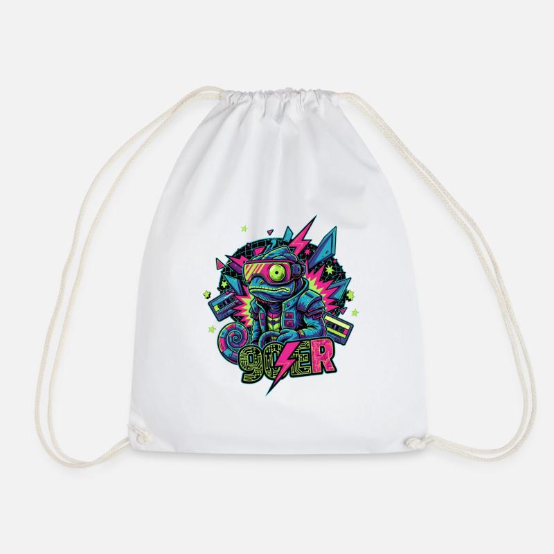 Neopunk Frog - Drawstring Bag - white