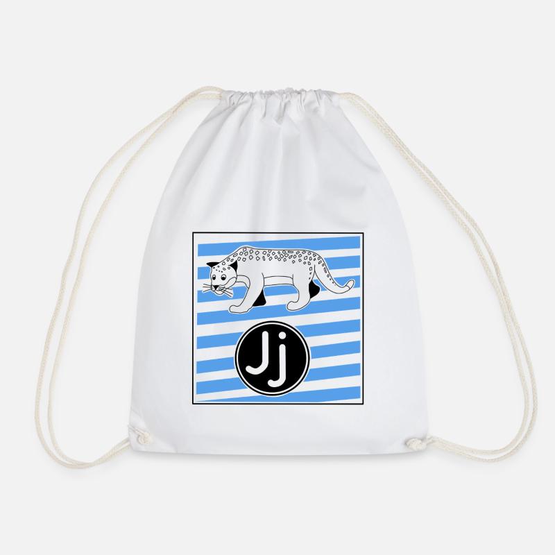J for Jaguar Letter in Elementary School - Drawstring Bag - white