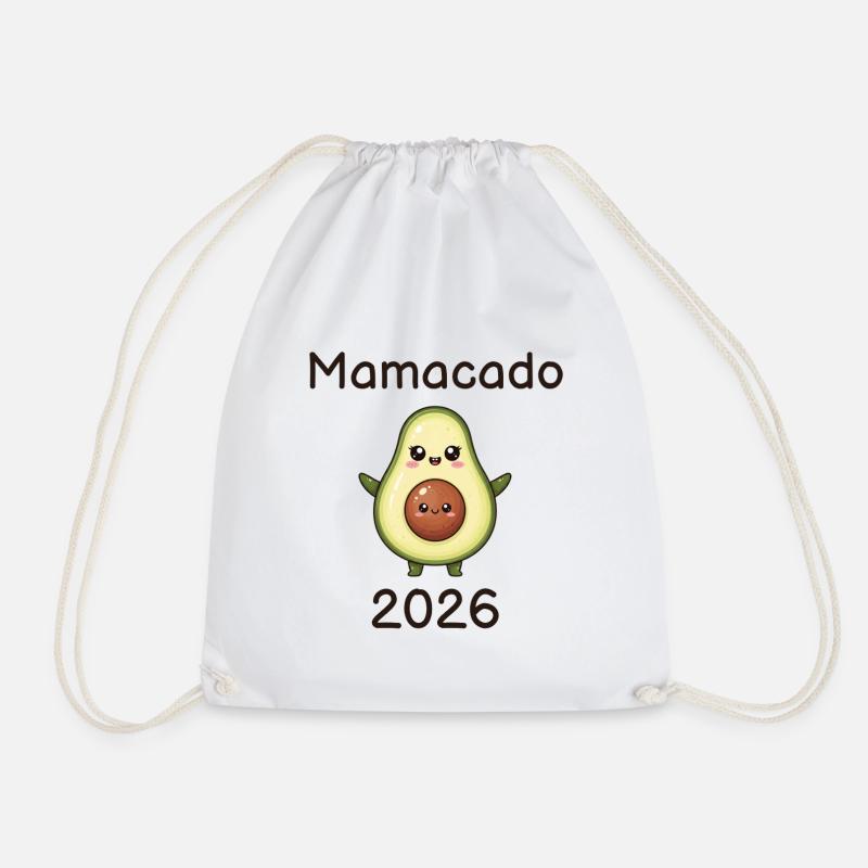 Mamacado 2026 – werdende Mama Avocado - Turnbeutel - Weiß
