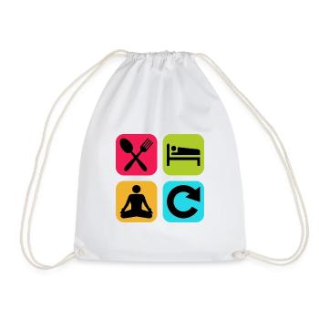 Eat Sleep Yoga Repeat Funny Quote Zen - Drawstring Bag - white - Front