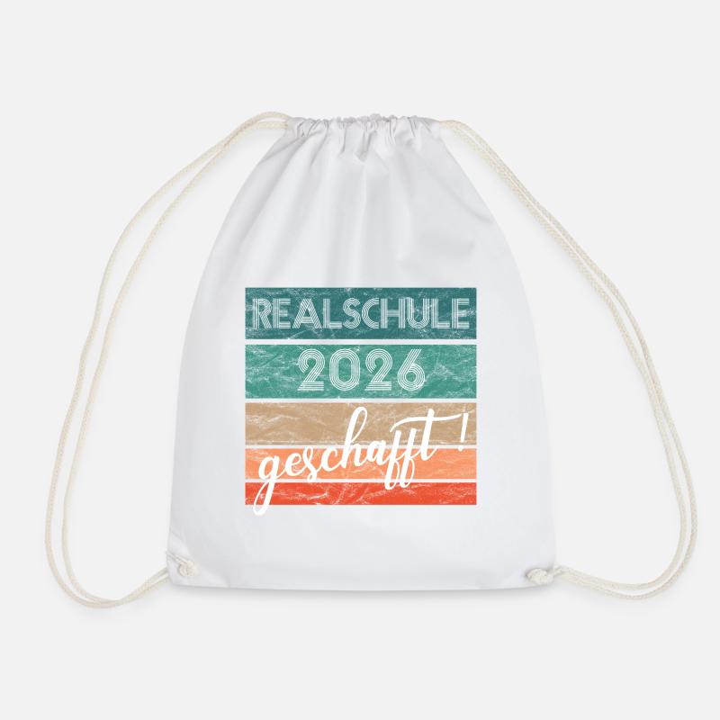 Realschule 2026: Gift accomplished, middle school leaving certificate - Drawstring Bag - white
