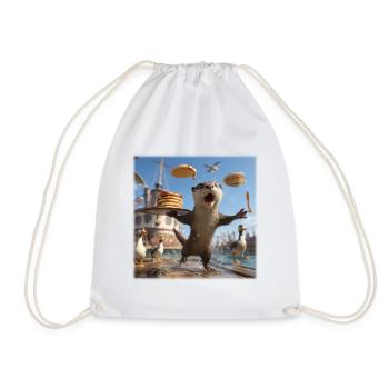 Lustiger Otter mit Pfannkuchen Chaos Design - Turnbeutel - Weiß - Vorne
