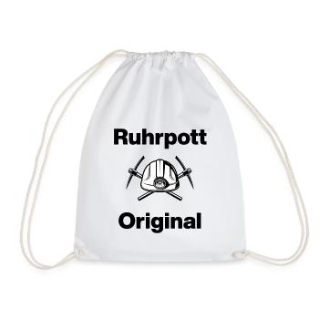 Ruhrpott Original, Bergmann Stolz! NRW, Coal - Drawstring Bag - white - Front
