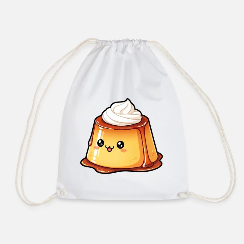 Kawaii Karamellpudding - Turnbeutel - Weiß