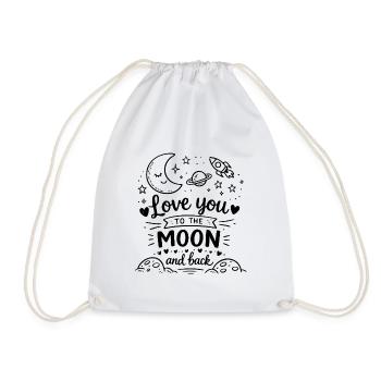Je t’aime jusqu’à la lune et je reviens gribouiller - Sac de sport léger - blanc - Devant