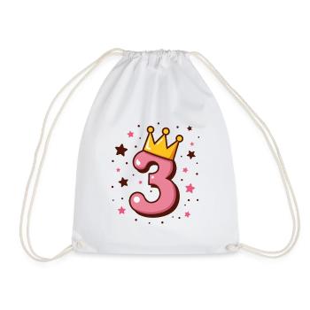 3rd Birthday Little Princess with Crown - Drawstring Bag - white - Front