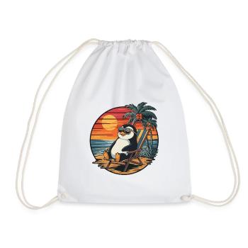 Drôle de Pingouin sur la plage Coucher de Soleil des vacances d’été - Sac de sport léger - blanc - Devant