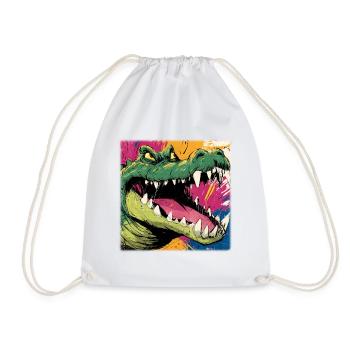 Giftgrünes Krokodil – Street Art Monster Design - Turnbeutel - Weiß - Vorne