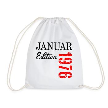 51st birthday January 1976 - Drawstring Bag - white - Front