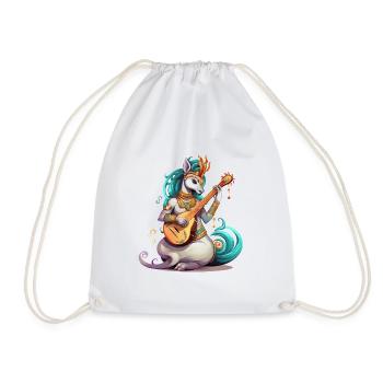 Musicien licorne avec luth doré - Sac de sport léger - blanc - Devant