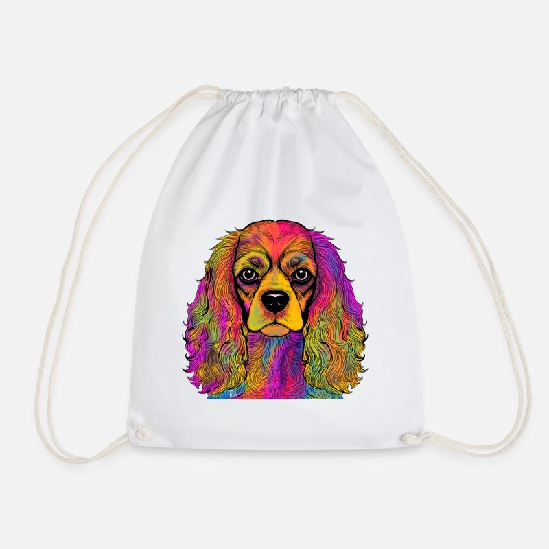 Cavalier King Charles Spaniel - Drawstring Bag - white