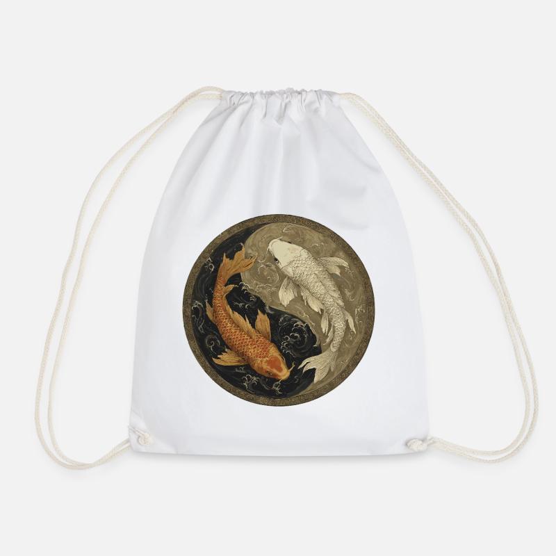 Koi Yin-Yang Medaillon - Turnbeutel - Weiß