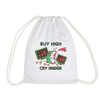 Buy High-Cry Higher: Investor, Crypto Stocks Meme - Drawstring Bag - white - Front