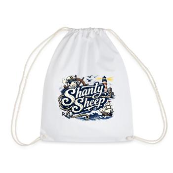 Shanty Sheep Nautical Graphic - Drawstring Bag - white - Front