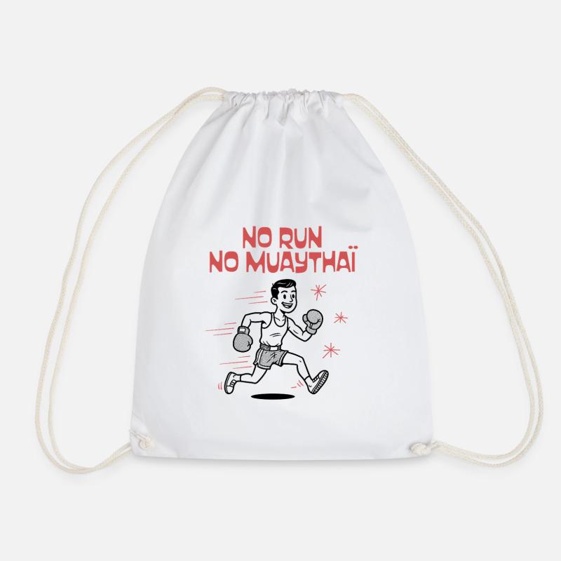NO RUN NO MUAYTHAI - Drawstring Bag - white