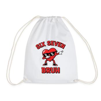 Six Seven Bruh – Funny Meme Saying - Drawstring Bag - white - Front