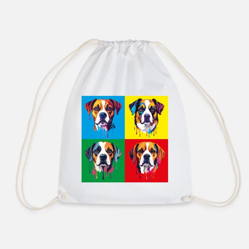 Dog Pop Art Portrait - Drawstring Bag - white