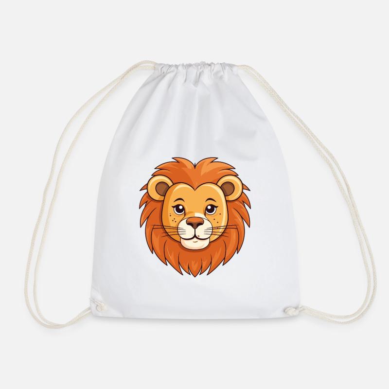 Lion Head Caricature - Drawstring Bag - white